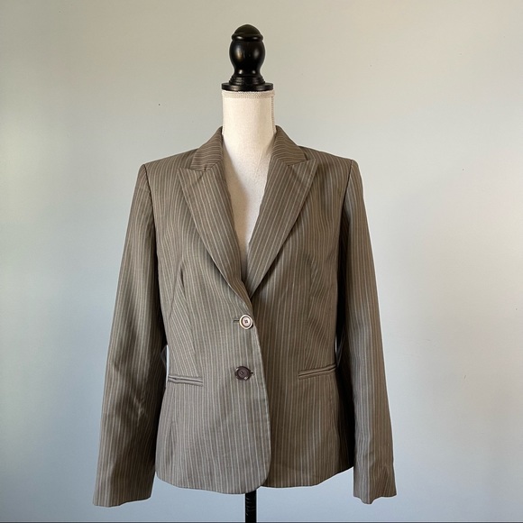 NINE WEST | Taupe Pinstriped Blazer Jacket Sz 10